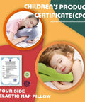 Children sleeping with Avocado Plush Stuffed Toy Pillow For Kids And Girls Cute Napping Cushion Cozy Kawaii Throw Pillow Doll Gift For Girlfriend Office Neck Pillow For Travel Cervical Pain Relief, with CPC certificate visible.