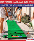 People playing with Backyard 12 Ft Putting Green Golf Game Set With 2 Putters 2 Balls Hole Covers Foldable Mat And Easy Setup