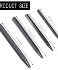 Heavy Duty Four Piece Center Punch Set With 3/16-5mm 5-Inch, 5/16-8mm 6-Inch, 5/64-2mm 4-Inch, 1/8-3mm 4-1/4-Inch sizes shown