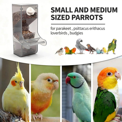 Tough As Nails No Mess Bird Cage Feeder Crack Resistant Seed Catcher Keeps Aviary Pristine for small and medium sized parrots.
