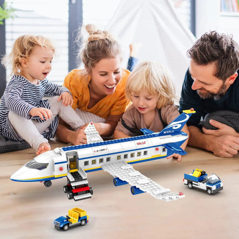 510 Piece City Passenger Airplane Building Set 6 In 1 Plane Building Blocks Toys For STEM Aircraft Bricks With Shuttle Bus