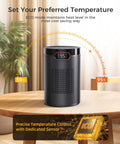 Portable Space Heater For Home And Office With 1500W PTC Ceramic Fast Heating, Thermostat, And 24Hour Timer on table