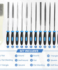 13 Piece Premium Small File Set With Diamond And Steel Files, Cleaning Brush in Box