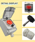 Heavy Duty Emergency Stop Button Box 660V 10A Machines Waterproof Outdoor IP67 Emergency Shutdown Switch detail display