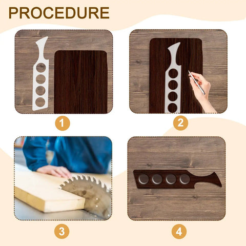 Nail The Perfect Pour Every Time With This Thick Clear Acrylic Wine Flight Paddle Template Router Drafting Stencil Reusable Precision Layout Tool For Bartenders And Craft Fans shown in multi-step process.