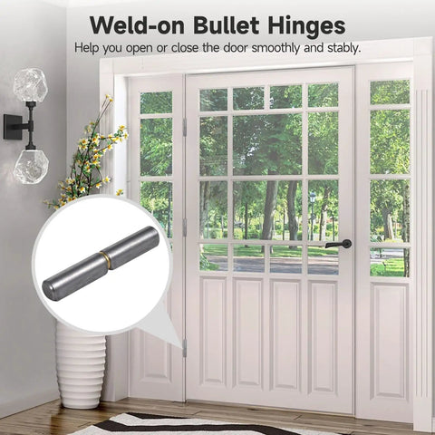 20 Pcs Weldable Barrel Hinges Beefy Heavy Duty Carbon Steel For Trailer Ramps Swing Doors And Metal Gates Detachable Rotating Pin