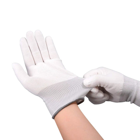 Super Comfy Breathable White Nylon Work Gloves Non Slip For Vinyl Wrapping Pc Building Daily Labor Tasks Soft Skin Feel No Odor One Size Fits Most Pack Of Six Pairs