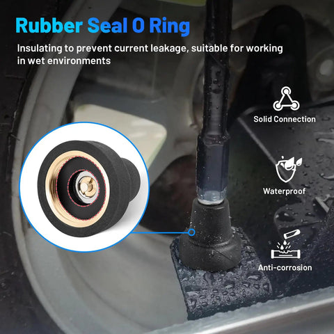 Close-up of NMO To Three Eighths Inch By Twenty Four Thread Antenna Adapter with rubber seal O-ring and brass center contact