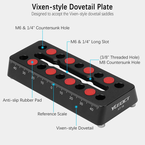 Dovetail Telescope Rail Plate 100mm Length With Long Slot For Flexible Mounting M6 And One Quarter Inch Screws And Three Eighths Inch Screws Fits Saddle Mount Base OTA Equatorial Head Tripod For Sky Astrophotography Gear And Hobbyist Imaging.