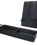 Under Seat Storage Box For Trucks Dual Compartment Tool Organizer fits Ford F150 F250 F350 and Chevy Silverado, shown unfolded