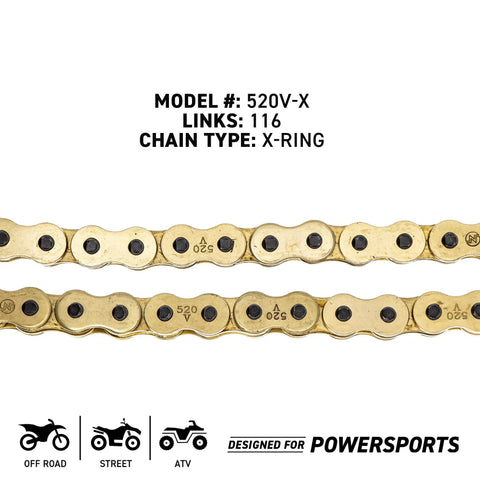 Drive Sprocket And Chain Kit For Yamaha YZF R6 And R6S, 16T Front 48T Rear, 520V-X X-Ring 116 Links chain detail