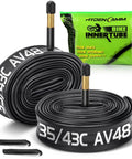 Two Pack 700c Bike Tube With 48mm Schrader Valve For 700x35c To 700x43c Road Bikes Butyl Inner Tube Includes Two Tire Levers