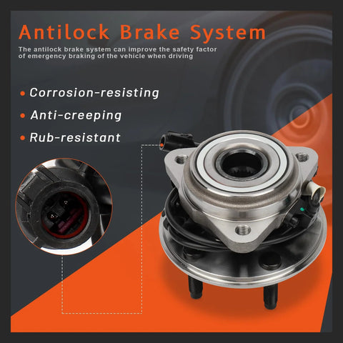 Front Wheel Hub And Bearing Assembly For 4WD Ford Explorer 1995 To 2001, Ford Ranger 2001 To 2009, Mazda B4000 2001 To 2009, Mazda B3010 2001 To 2002, Mercury Mountaineer 1997 To 2001 With ABS Sensor Wire