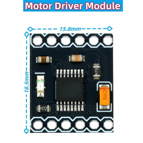 Top view of Dope Dual H Bridge DC Motor Driver Module For DRV8833 1.5A Motors with dimensions 15.8mm by 18.5mm.