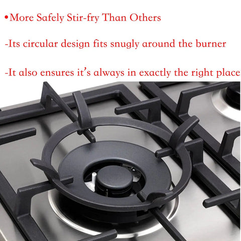 Heavy Duty Cast Iron Wok Ring 7 Inch Wok Support Ring for Gas Stoves installed on burner