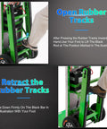 Close-up of Heavy Duty Electric Stair Climbing Hand Truck With Upgraded Tracks and Height Adjustable Tray demonstrating track operation.