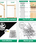 40 Pack One Eighth Inch Cable Railing Hardware Kit With Hand Swage Threaded Stud Tensioner For 4x4 And 2x2 Wood Or Metal Posts In T316 Stainless Steel For Durable Deck Cable Railing System CR39, showing installation adaptability and T316 stainless steel durability