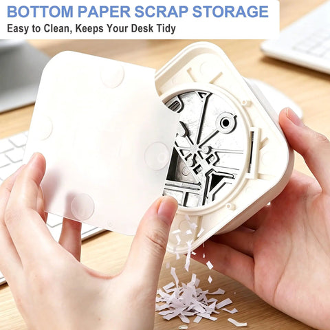 4 In 1 Multi Shape Paper Punch With Oval Fish Eye Dovetail And Beveled Corners Ultimate Diy Craft Cutter For Scrapbooking Card Making And Handmade Projects Smooth As Butter To Use, shown with hands holding paper storage.