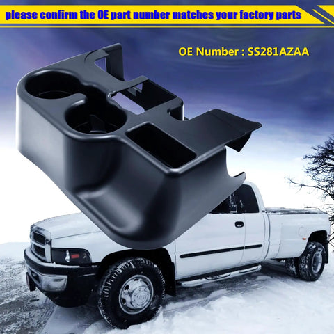 Dodge Ram Center Console Cup Holder Replacement Fit For 2003-2012 Ram 1500 2500 3500 Easy Install Durable Cup Slot Upgrade Replaces SS281AZAA