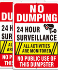 Catch Those Sneaky Trash Hogs With These 2 Pack Heavy Duty Aluminum No Dumping Signs featuring bold print and surveillance camera for illegal disposal.