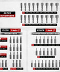 208 Piece Master Screwdriver Bit Set With Phillips Slotted Torx Square And Hex Bits Nut Drivers Quick Release Bit Holder layout