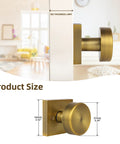 Two Pack Antique Brass Dummy Door Knobs For Interior Doors, Vintage Square Rosette, Non Turning Knob, side view