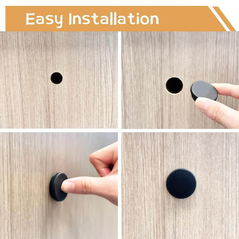Installation process of 62Pcs Silicone Hole Plugs Set in 6 Sizes White Round Rubber Plugs With Snap Locking for furniture.