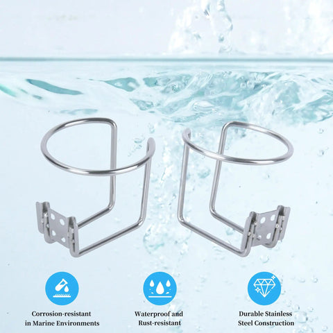Two Stainless Steel Boat Ring Cup Drink Holders Universal Fit For Marine Yacht Truck RV Car And Trailer With Mounting Screws