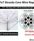 Diagram showing 7x7 strand structure of wire rope from All In One Wire Rope Crimping Tool Kit With One Sixteenth Inch Cable And M6 Turnbuckle Set