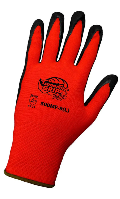 Tsunami Grip Mach Finish Nitrile Coated Gloves With Double Dipped Micro Finish For High Abrasion Resistance And Oil Penetration