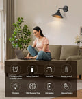 Black Vintage Wireless Battery Operated Wall Sconces Set Of Two Cordless Led Industrial Light Fixtures With Remote Control No Wiring Drama Quick Peel Stick Mount for cozy lounge.