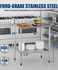 Heavy Duty Stainless Steel Work Table 24 By 36 Inch With Adjustable Undershelf Chef Grade Prep Table For Commercial Kitchen Restaurant Garage Or Outdoor Use Rust Resistant And Easy To Clean Ample Workspace