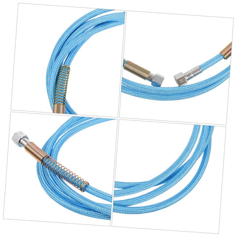 Blue High Temperature Steam Hose Replacement Tube for Steam Irons, heavy duty, showing reinforced braid and metal connectors