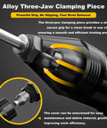 Close-up of the alloy three-jaw clamping piece for the Top Tier Cordless Electric Rivet Gun Tool Only Fits Standard 20V Batteries.