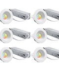 5CCT 2 Inch Recessed LED Lights With Dimmable 600 Lumen Output Canless Aluminum Ceiling Downlights Anti Glare Baffle Trim Pack Of 6