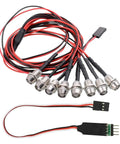 Lit RC Light Strips Kit For 1/8 And 1/10 Scale RC Cars With 8 Lamp Beads 2 White 2 Red 4 Yellow CH3 Control Panel Durable