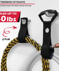 Close-up of 2-piece extension straps from 64 Inch Beast Of A Heavy Duty Garage Tool Organizer Wall Mount Rack System with cables.
