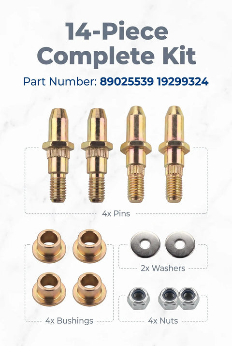Fix Your Chevy Truck Doors Like An Ace With This Durable 4 Sets Door Hinge Pin And Bushing Repair Kit For Silverado Or Sierra Models Made To Make The Ride Feel Fresh Again. 14-piece kit with 4 pins, bushings, washers, and nuts