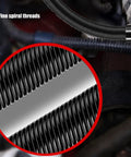 Close-up of fine spiral threads on Flexible Socket Extension Rod Set Three Piece Half Inch Drive Metal Wrench Extender Kit