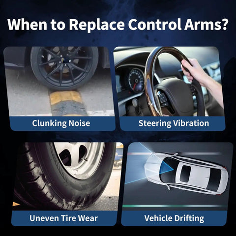 Signs to replace Front Upper Control Arm With Ball Joint Kit For Ford F-150 2009-2014 4x4 include noise, vibration, uneven wear.