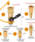 14 Piece Propane Quick Connect Fittings Kit with One Quarter Inch NPT Adapters and Three Eighth Inch Flare for RV Gas Lines visible