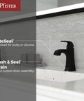 Bellance Matte Black Single Handle Bathroom Sink Faucet With Push And Seal Drain installed in a modern vanity