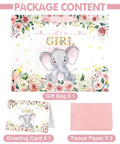 13 Inch Large Baby Shower Gift Bag For Girls With Pink Floral Elephant Design And Durable Handles Includes Tissue Paper Pack And Greeting Card