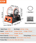 Diagram of Mini Jewelry Polisher Tumbler With 3 Kg Capacity And 0 To 60 Minute Timer 5 Speed Rotary Finisher parts and dimensions.