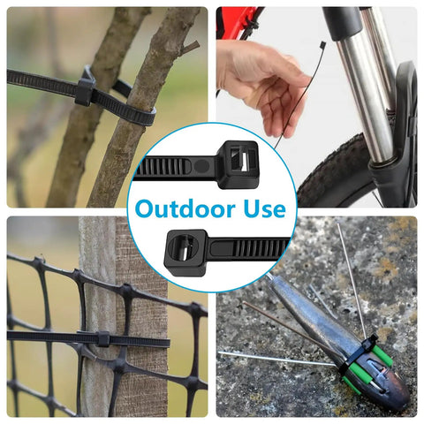 Outdoor use of 10 Inch Black Cable Ties 100 Pack Heavy Duty 45Lb Tensile Strength UV Resistant Nylon Wire Ties