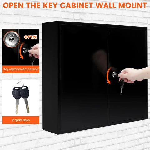 440 Key Lock Box With Wall Mount And Dual Doors Beefy Heavy Duty Steel Key Cabinet shown being unlocked with keys