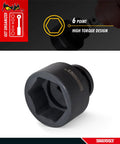 85mm 1 Inch Drive 6 Point Metric Shallow Chrome Molybdenum Impact Socket Heavy Duty Tool For Mechanics With Tough Grip And Long Lasting Durability For Everyday Jobs in black.
