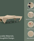 Side view of Ping Pong Table Cover For Indoor And Outdoor Use, Heavy Duty Vinyl With Soft Lining, Water Resistant, Classic Tan.