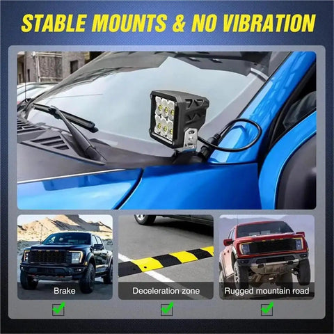 Off Road LED Pod Mount Bracket Kit 4 Pack With Adjustable Clamps For Front A Pillar Hood Mounts Universal Fit For Most LED Pods