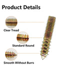 Close-up of Beefy Heavy Duty Hanger Bolts Set for Wood and Furniture showing clear tread and smooth without burrs M5x40mm